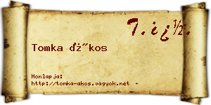 Tomka Ákos névjegykártya